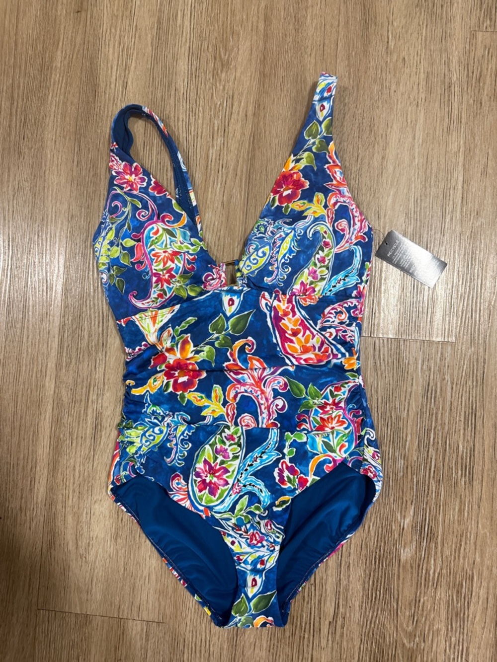 Lauren Ralph Lauren Blue Floral Paisley One-Piece Swimsuit size 16